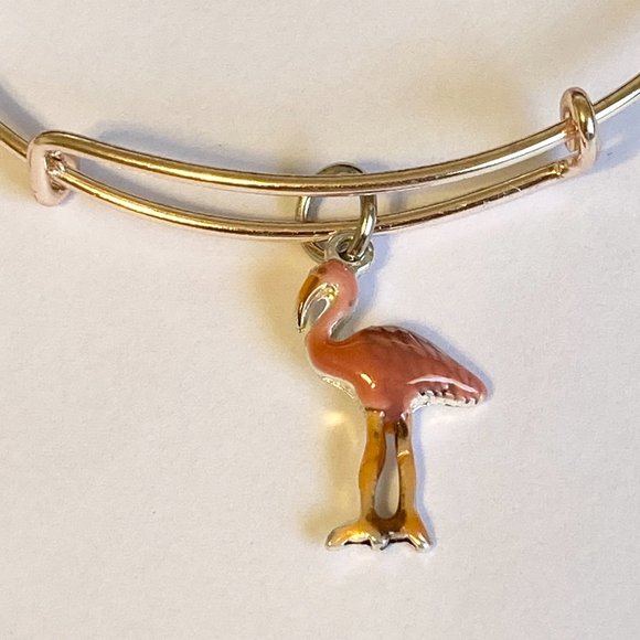 Rose Gold Pink Flamingo Charm Bracelet Peach Enamel Island Bird Plated - Picture 3 of 8